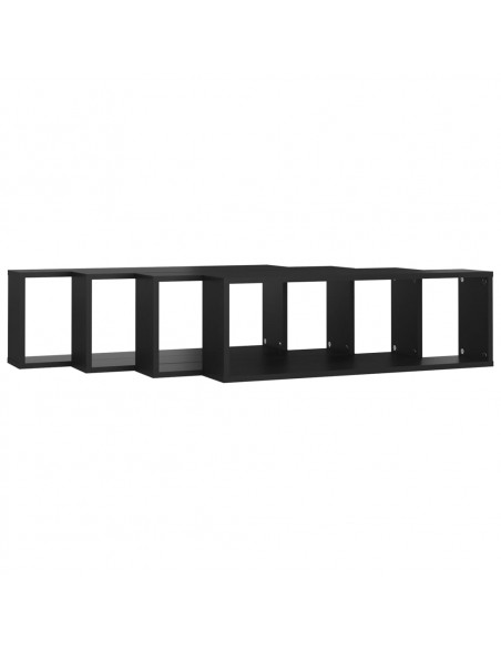 Mensole Parete a Cubo 4pz Nere 80x15x26,5cm Legno Multistrato
