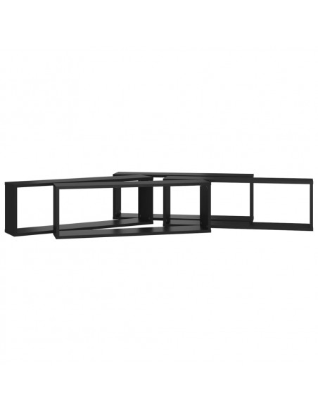 Mensole Parete a Cubo 4pz Nere 80x15x26,5cm Legno Multistrato