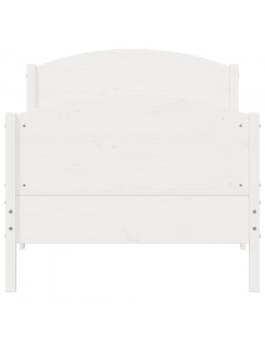 Giroletto con Testiera Bianco 90x190 cm Legno Massello di Pino