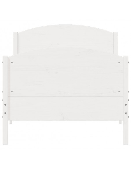 Giroletto con Testiera Bianco 90x190 cm Legno Massello di Pino