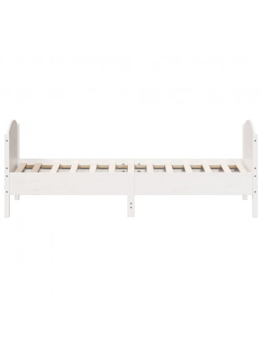 Giroletto con Testiera Bianco 90x190 cm Legno Massello di Pino