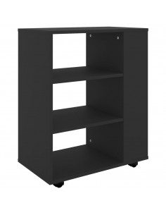 Mobiletto con Ruote Nero 60x35x75 cm in Legno Multistrato 2