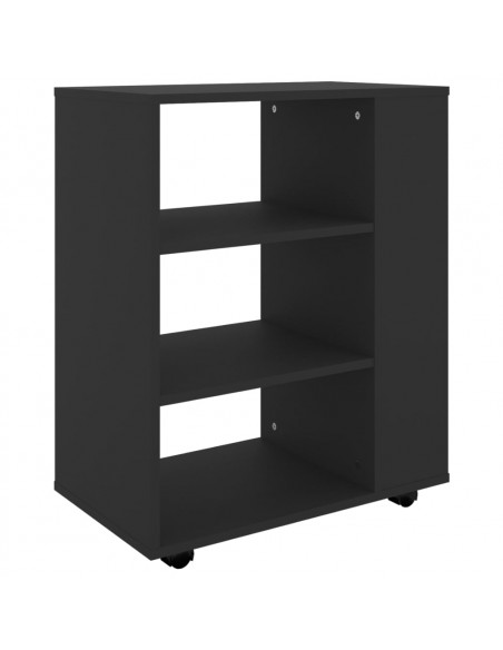 Mobiletto con Ruote Nero 60x35x75 cm in Legno Multistrato