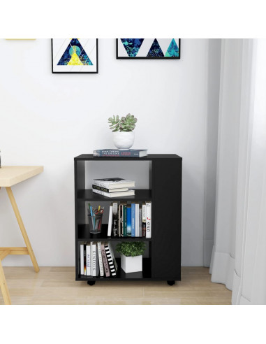 Mobiletto con Ruote Nero 60x35x75 cm in Legno Multistrato