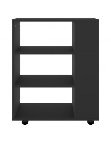 Mobiletto con Ruote Nero 60x35x75 cm in Legno Multistrato