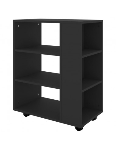 Mobiletto con Ruote Nero 60x35x75 cm in Legno Multistrato