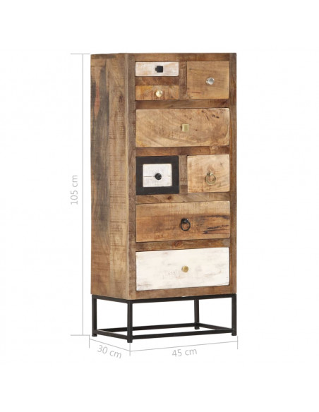 Cassettiera 45x30x105 cm in Legno Massello di Recupero