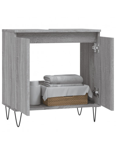 Mobile da Bagno Grigio Sonoma 58x33x60 cm in Legno Multistrato