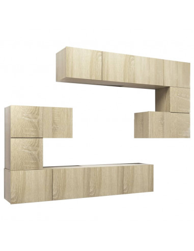 Set Mobili Porta TV 8pz Rovere Sonoma in Legno Multistrato