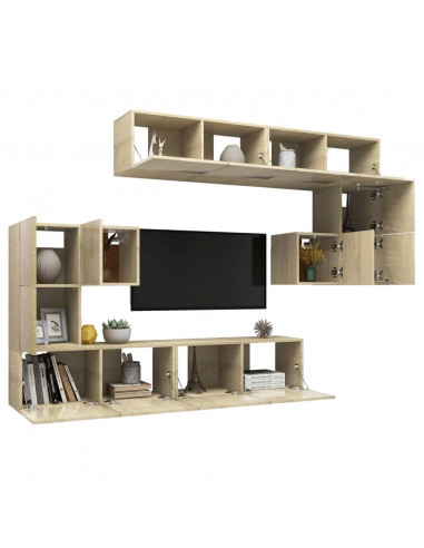 Set Mobili Porta TV 8pz Rovere Sonoma in Legno Multistrato