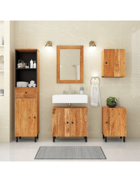 Mobile da Bagno a Parete 38x33x48cm in Legno Massello di Acacia