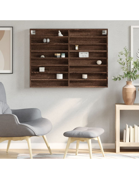 Armadietto Vetrina Rovere Marrone 100x8,5x75 Legno Multistrato