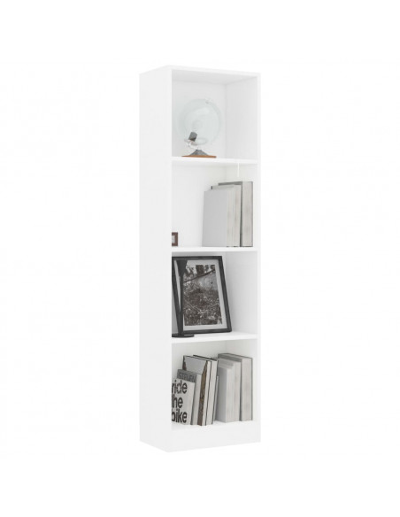 Libreria a 4 Ripiani Bianca 40x24x142 cm in Legno Multistrato