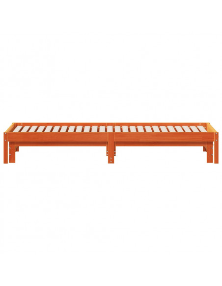 Divano con Letto Estraibile Marrone Cera 90x200cm Massello Pino