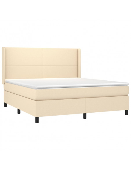Letto a Molle con Materasso e LED Crema 160x200 cm in Tessuto