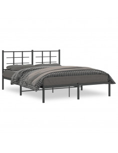 Giroletto con Testiera in Metallo Nero 160x200 cm 2