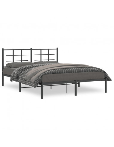 Giroletto con Testiera in Metallo Nero 160x200 cm