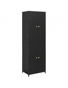 Armadietto Portaoggetti da Giardino Nero 59x40x180cm Polyrattan 2