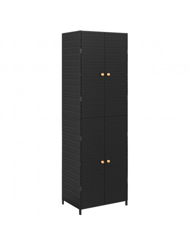 Armadietto Portaoggetti da Giardino Nero 59x40x180cm Polyrattan