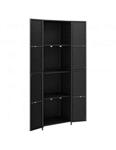 Armadietto Portaoggetti da Giardino Nero 59x40x180cm Polyrattan