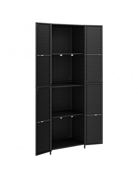 Armadietto Portaoggetti da Giardino Nero 59x40x180cm Polyrattan