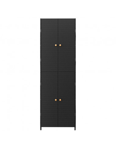 Armadietto Portaoggetti da Giardino Nero 59x40x180cm Polyrattan