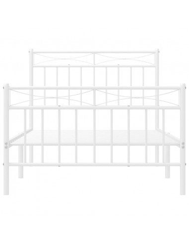 Giroletto con Testiera e Pediera Metallo Bianco 100x190 cm