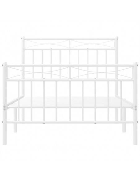 Giroletto con Testiera e Pediera Metallo Bianco 100x190 cm