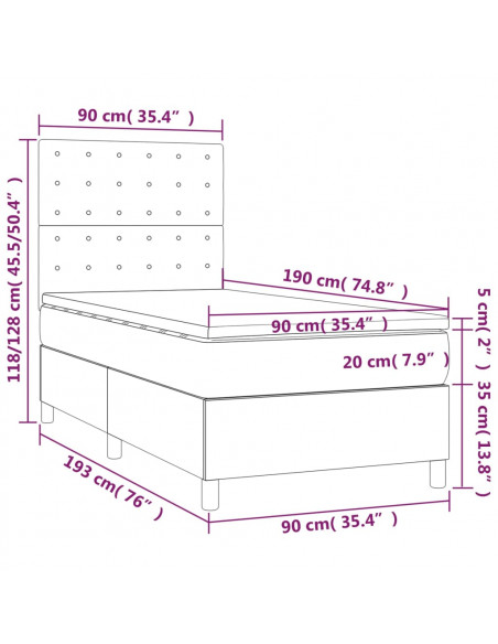Giroletto a Molle con Materasso Tortora 90x190 cm in Tessuto