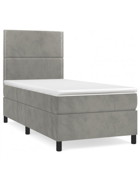 Giroletto a Molle con Materasso Grigio Chiaro 80x200 cm Velluto