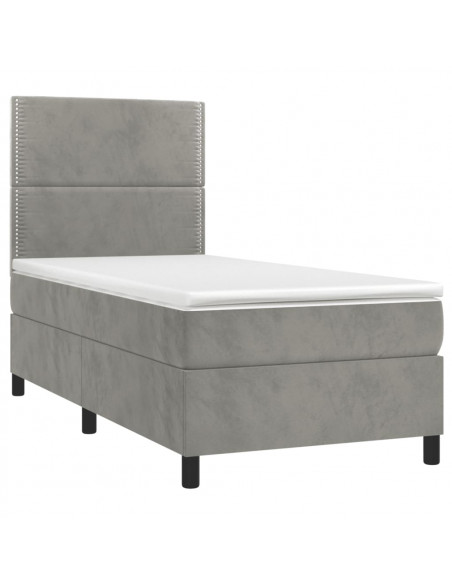 Giroletto a Molle con Materasso Grigio Chiaro 80x200 cm Velluto