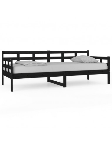 Dormeuse Nera in Legno Massello di Pino 80x200 cm