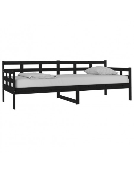 Dormeuse Nera in Legno Massello di Pino 80x200 cm