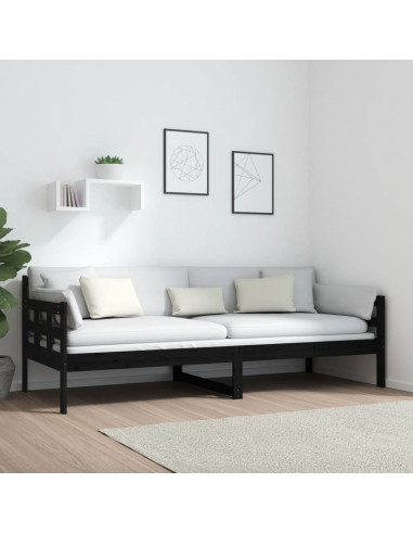 Dormeuse Nera in Legno Massello di Pino 80x200 cm