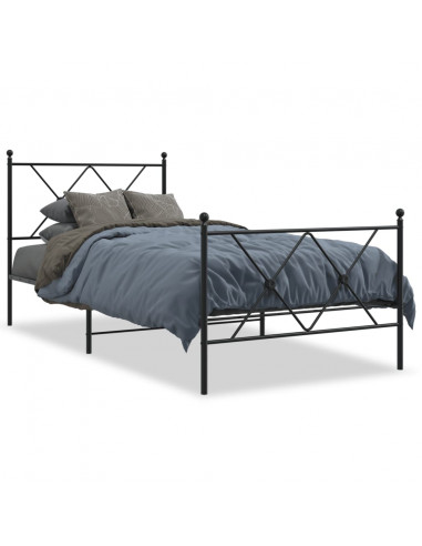 Giroletto con Testiera e Pediera Metallo Nero 90x200 cm