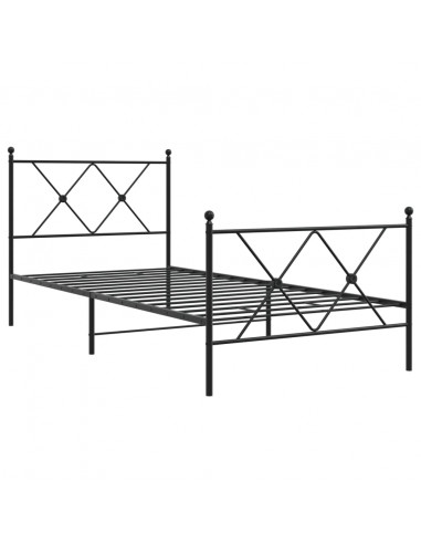 Giroletto con Testiera e Pediera Metallo Nero 90x200 cm