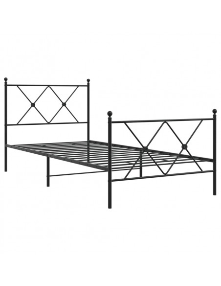 Giroletto con Testiera e Pediera Metallo Nero 90x200 cm