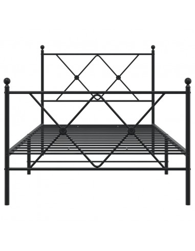 Giroletto con Testiera e Pediera Metallo Nero 90x200 cm