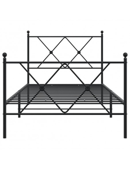 Giroletto con Testiera e Pediera Metallo Nero 90x200 cm