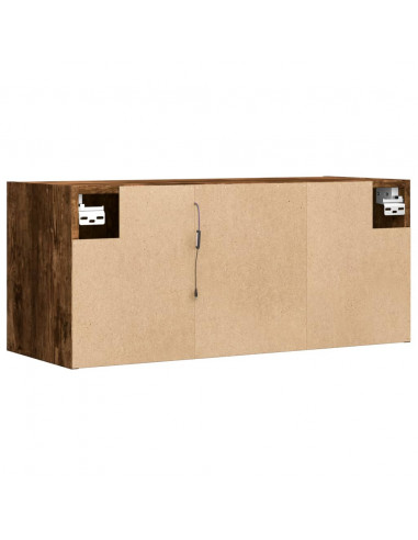 Mobile TV a Parete con Luci LED Rovere Fumo 80x31x35 cm