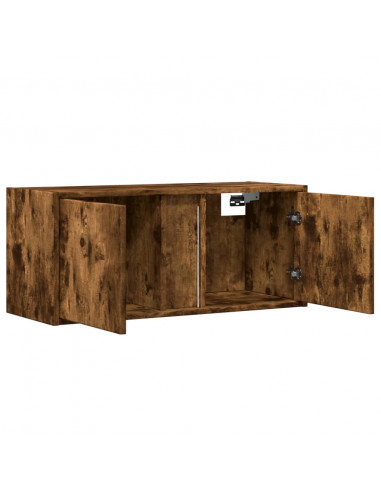 Mobile TV a Parete con Luci LED Rovere Fumo 80x31x35 cm