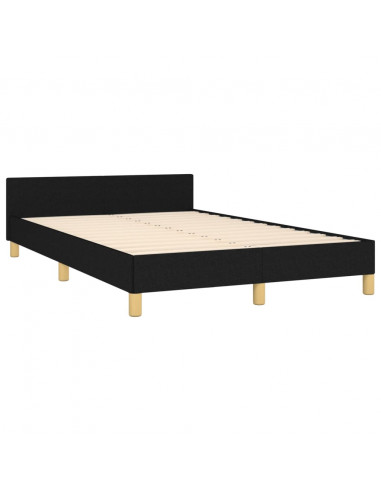 Giroletto con Testiera Nero 120x190 cm in Tessuto