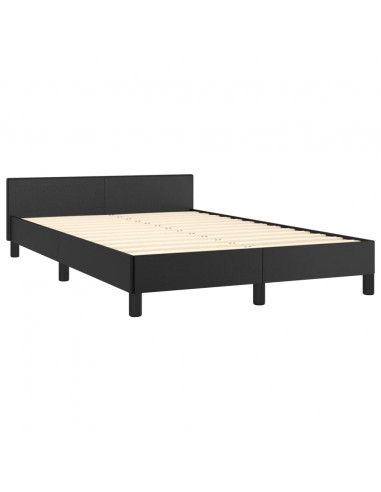 Giroletto con Testiera Nero 120x190 cm in Similpelle