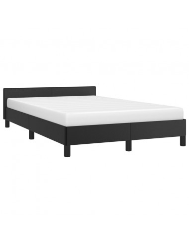 Giroletto con Testiera Nero 120x190 cm in Similpelle