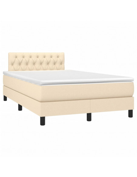 Letto a Molle con Materasso e LED Crema 120x200cm in Tessuto