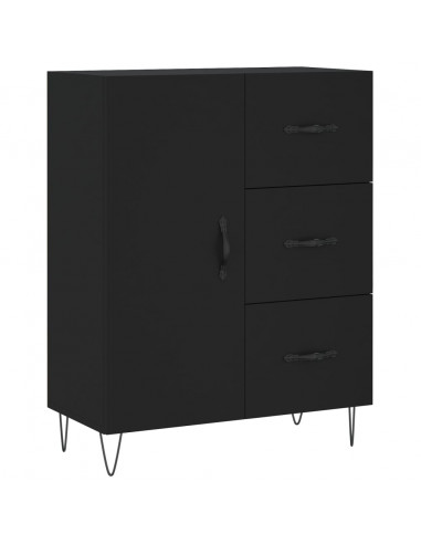 Credenza Nera 69,5x34x180 cm in Legno Multistrato