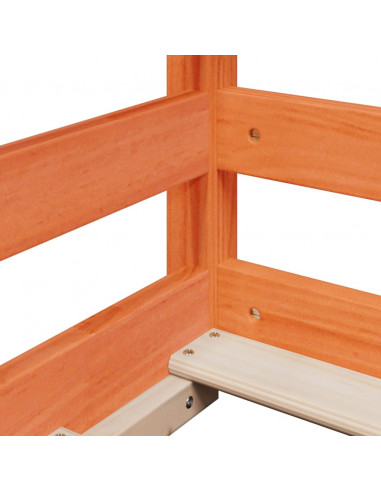 Letto a Soppalco con Tetto Cera 75x190cm Legno Massello di Pino