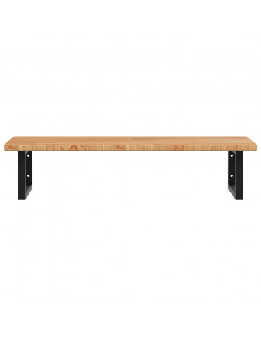 Ripiano a Parete per Lavabo in Acciaio e Massello di Rovere