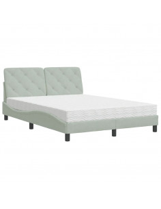 Letto con Materasso Grigio Chiaro 140x190 cm in Velluto 2