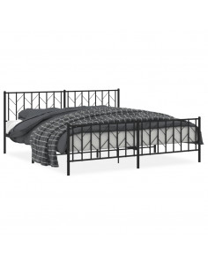 Giroletto con Testiera e Pediera Metallo Nero 193x203 cm 2